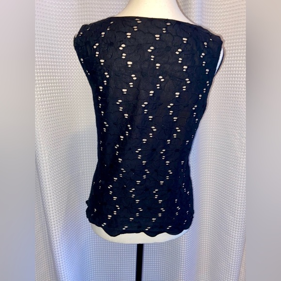 Women’s Laundry By Shelli Segal Eyelet cotton lace black sleeveless Top size 10 - Picture 7 of 8